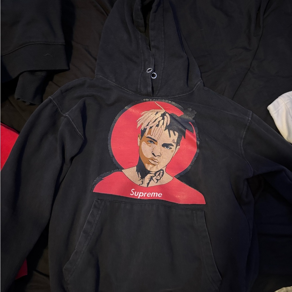 Supreme X Hoodie with Red Accents